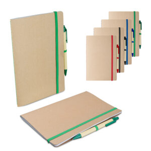 Caderno A5 capa em papel Kraft com caneta - CAD005