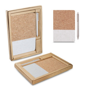 Kit Escritório A5 Capa em Cortiça e Caneta Plástica Reciclada - CAD300P
