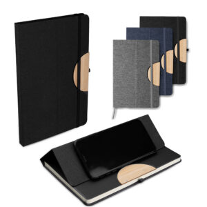 Caderno A5 Capa em RPET e detalhe em Bambu - CAD140